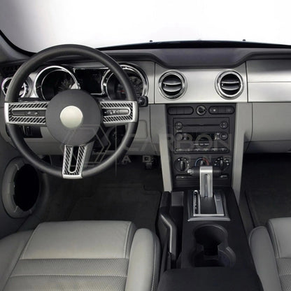 Real Carbon Fiber Steering Wheel Trim Overlay For Mustang 2005-2009
