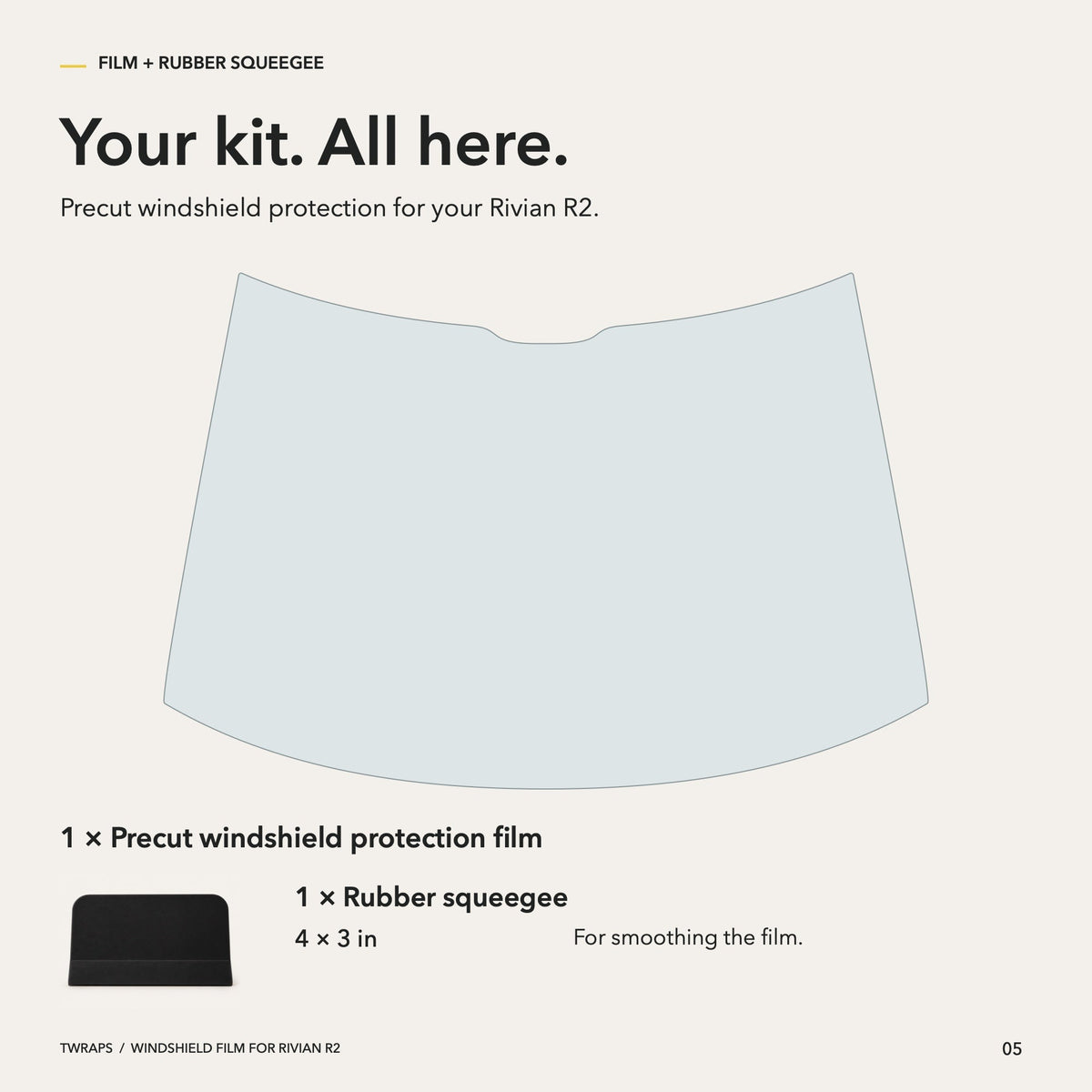 Windshield Protection Film | Rivian R2, UV + IR Defense