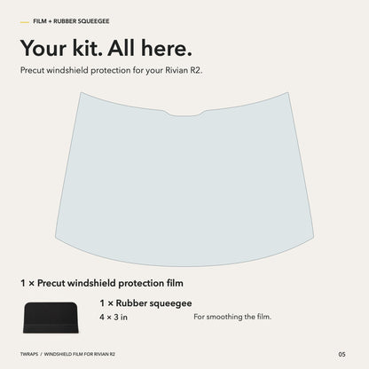 Windshield Protection Film | Rivian R2, UV + IR Defense