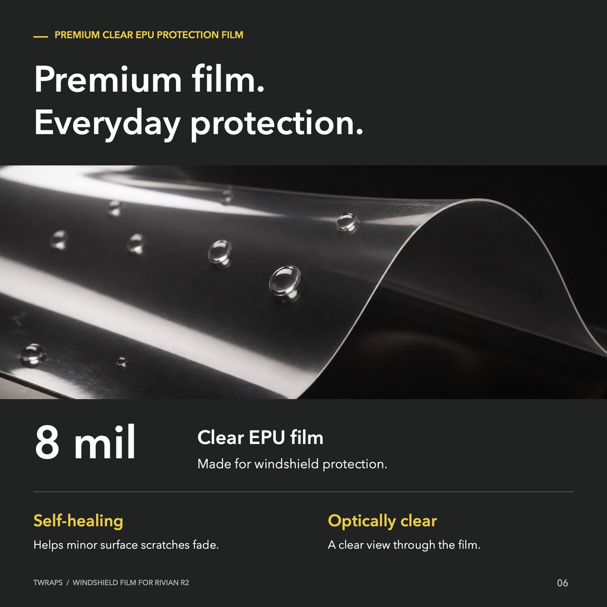 Windshield Protection Film | Rivian R2, UV + IR Defense