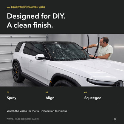 Windshield Protection Film | Rivian R2, UV + IR Defense