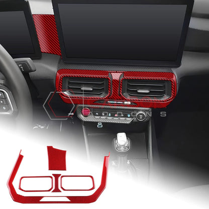 Real Carbon Fiber Center Dashboard A/C Vent Trim Overlays for 2024+ Ford Mustang