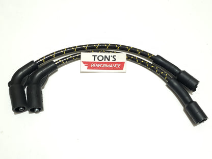 Cloth Braided Plug Wires Harley Sportster 2007+ / PAIR OF SHORT WIRES FOR RELOCATED COIL