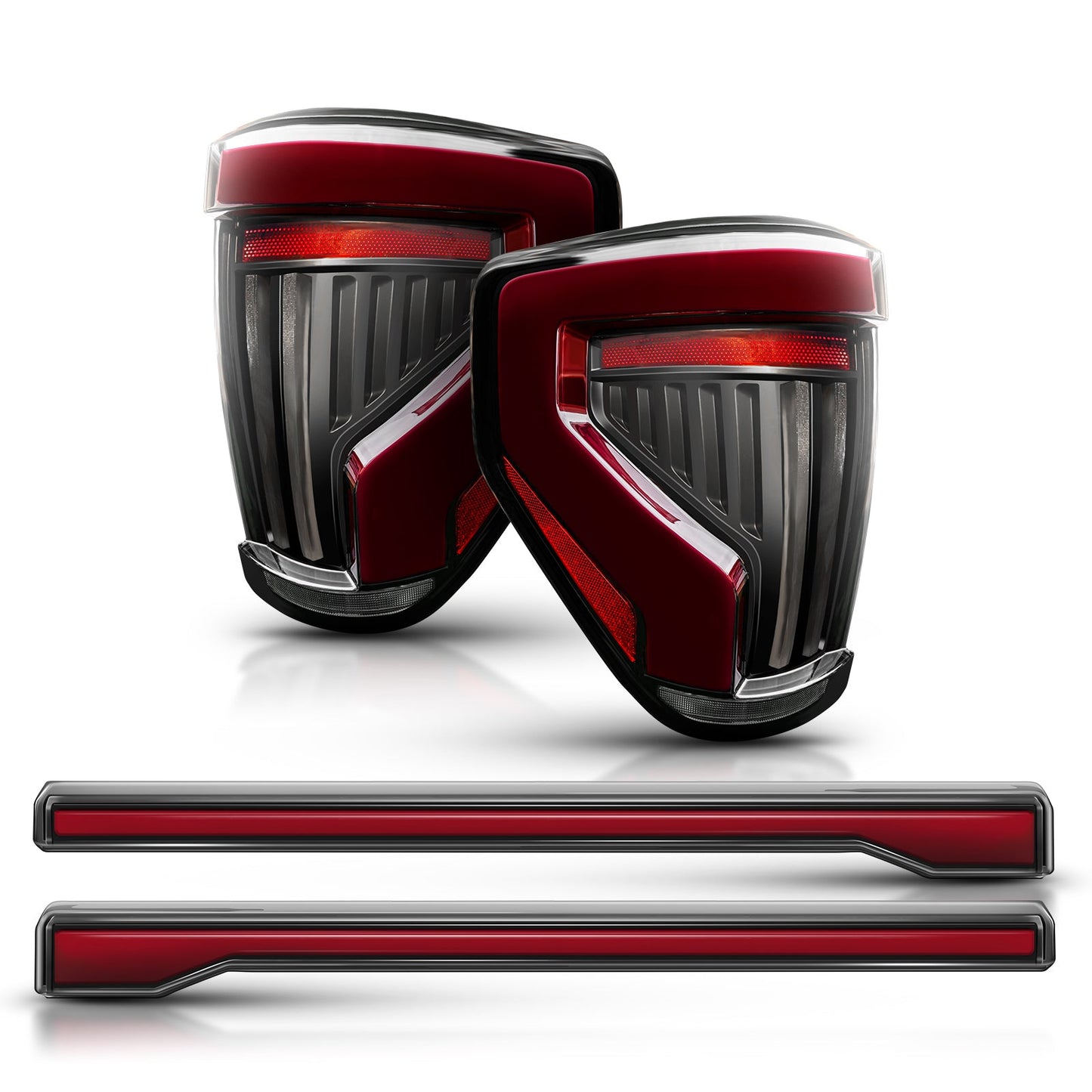 OPT7 Full-Width Strip Cross LED Tail Light with Sequential Red or Yellow Signal for 12th Gen 09-14 Ford F150 (Inspired from New Ford F-150 Lighting)