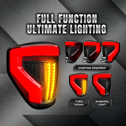OPT7 Full-Width Strip Cross LED Tail Light with Sequential Red or Yellow Signal for 12th Gen 09-14 Ford F150 (Inspired from New Ford F-150 Lighting)