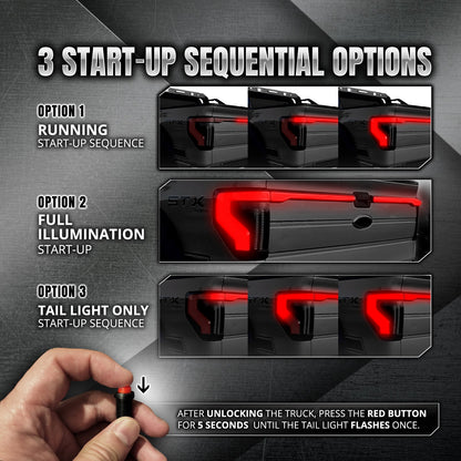 OPT7 Full-Width Strip Cross LED Tail Light with Sequential Red or Yellow Signal for 12th Gen 09-14 Ford F150 (Inspired from New Ford F-150 Lighting)