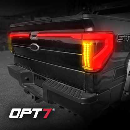 OPT7 Full-Width Strip Cross LED Tail Light with Sequential Red or Yellow Signal for 12th Gen 09-14 Ford F150 (Inspired from New Ford F-150 Lighting)