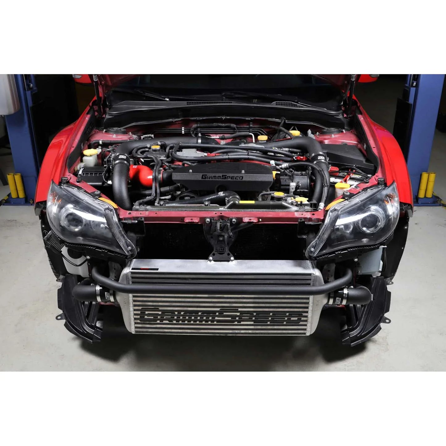 GrimmSpeed Front Mount Intercooler Kit - Raw Core with Black Piping - 2008-14 Subaru STI GRM090228