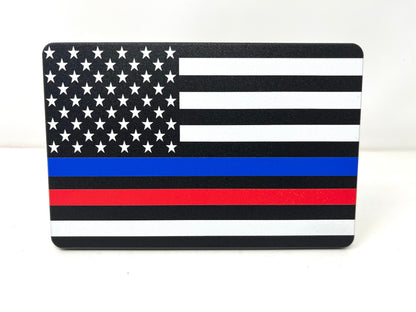 American Flag First Responder Blue and Red Line Hitch Cover