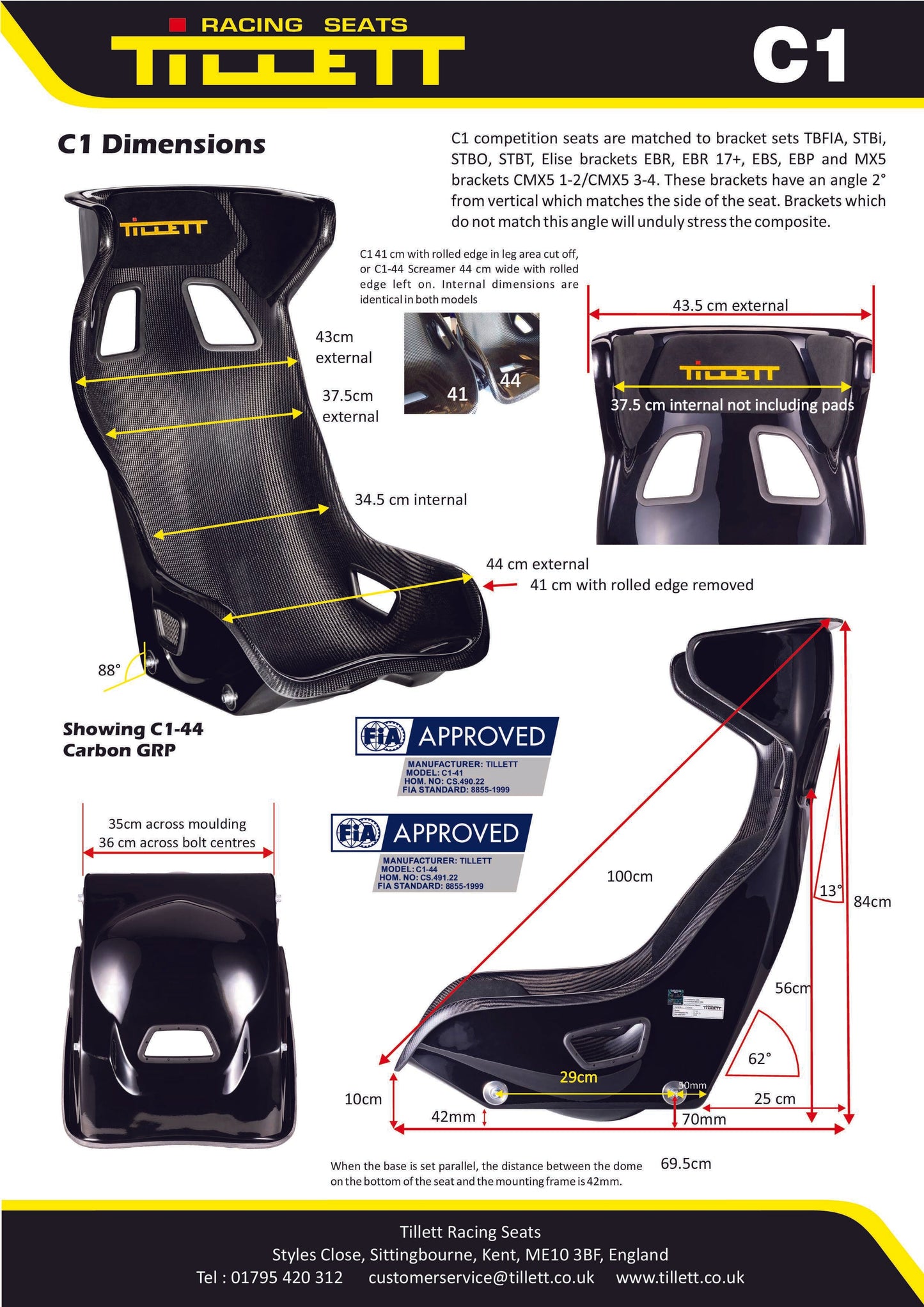 Tillett C1  Seats -Discounted - Slight Seconds/Factory Seconds