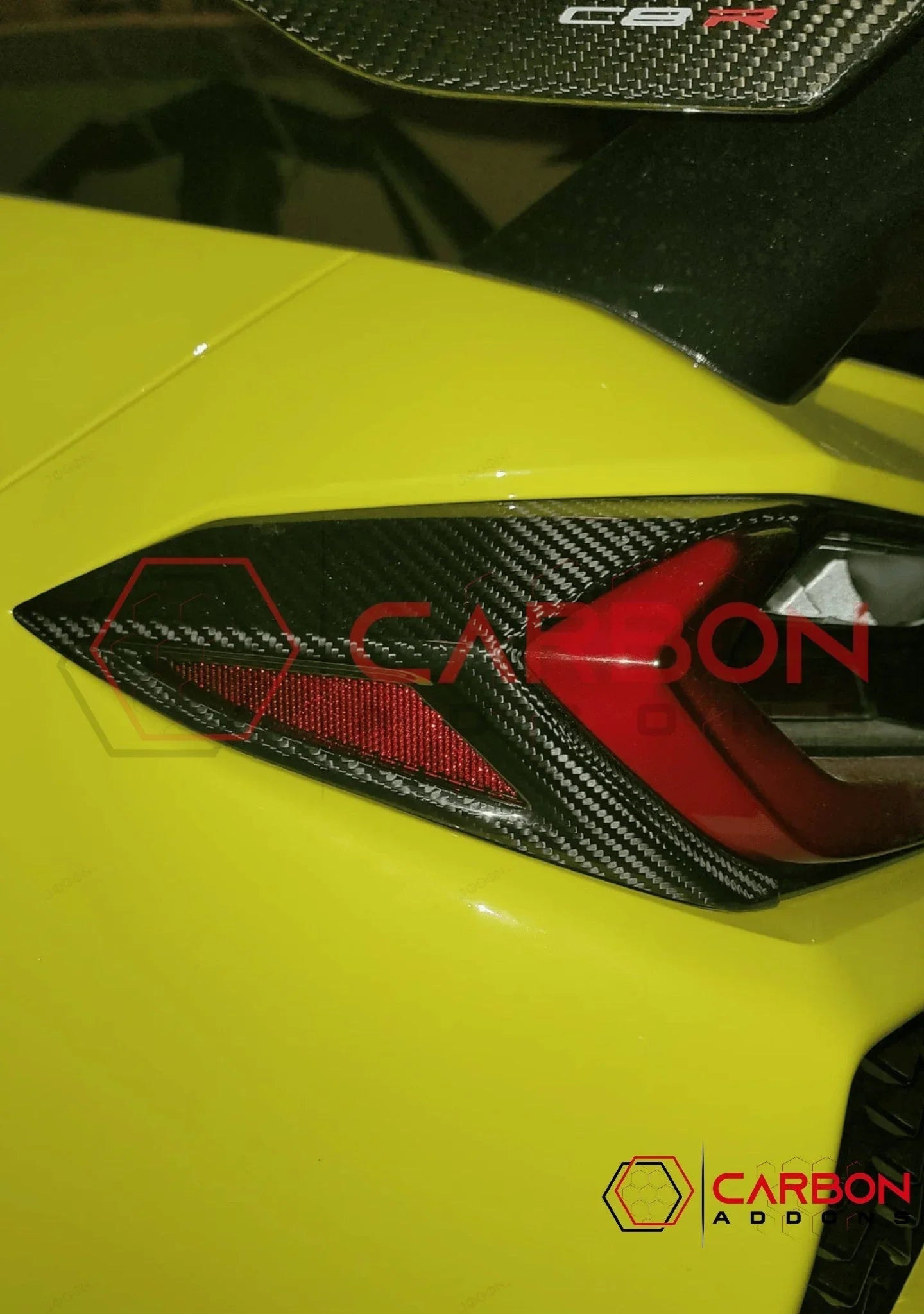 C8 Corvette Rear Taillight Side Lamp Frame Cover – Real Dry Carbon Fiber (2020–2026 Stingray, Z51, Z06, HTC & Coupe)