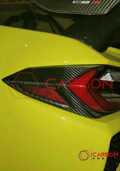 C8 Corvette Rear Taillight Side Lamp Frame Cover – Real Dry Carbon Fiber (2020–2026 Stingray, Z51, Z06, HTC & Coupe)