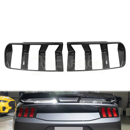 Real Carbon Fiber Taillight Trim Covers for 2024+ Ford Mustang