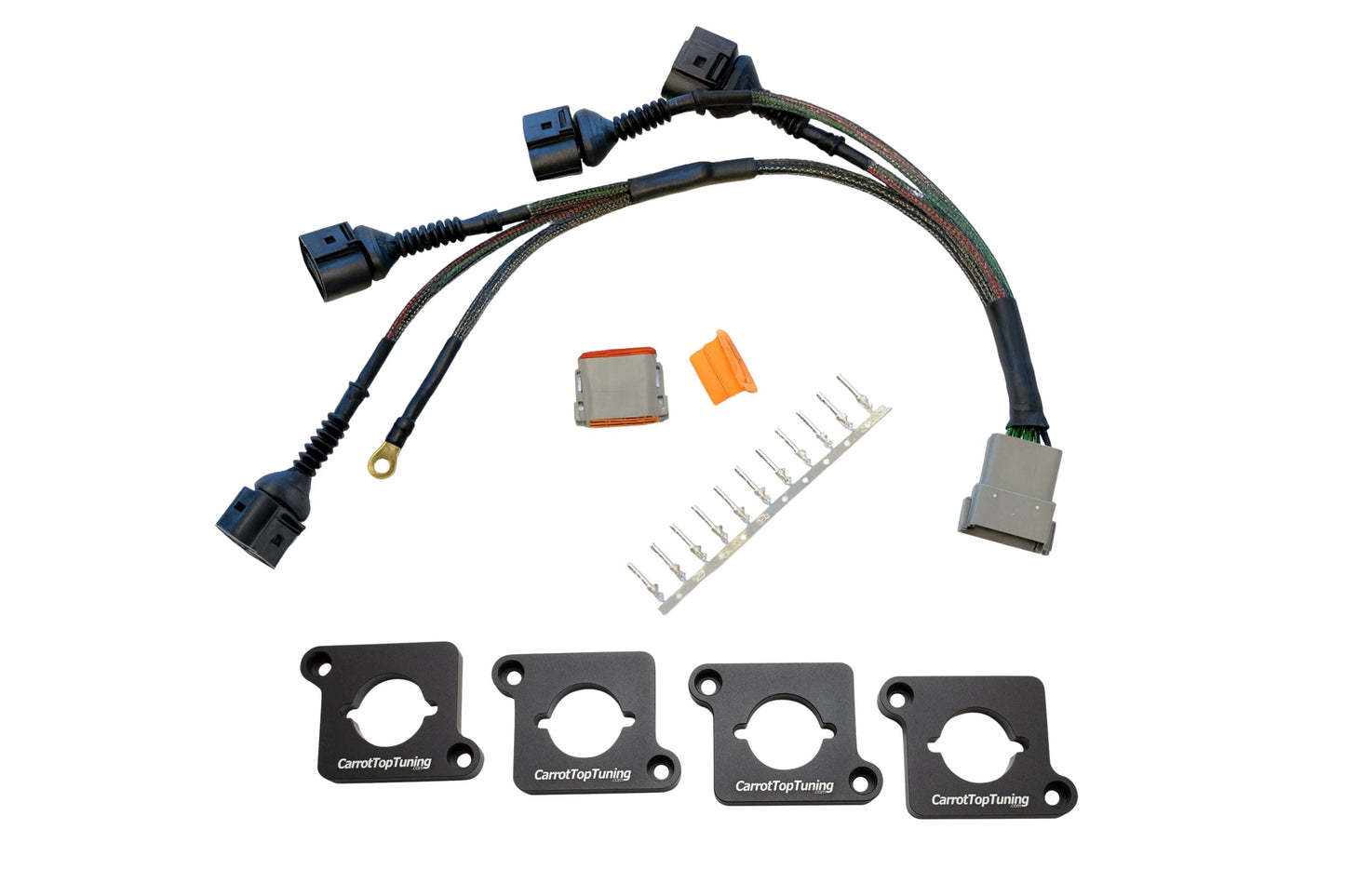 Audi VW 1.8T to 2.0T FSI Coil Conversion Harness Kit – ICM Delete with Billet Adapter Plates (A4, Golf, Jetta, Passat)