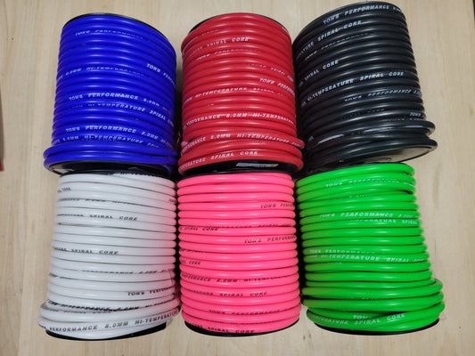 Ton's Performance 8mm Spiral Suppression Core 100% Silicone Spark Plug wire 100' roll