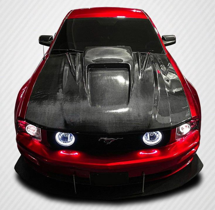 Carbon Creations Spyder 3 Hood Compatible With 2005-2009 Ford Mustang - 1 Piece - 104171