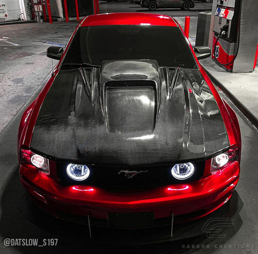 Carbon Creations Spyder 3 Hood Compatible With 2005-2009 Ford Mustang - 1 Piece - 104171