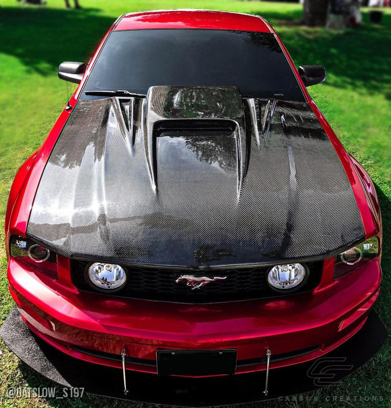 Carbon Creations Spyder 3 Hood Compatible With 2005-2009 Ford Mustang - 1 Piece - 104171