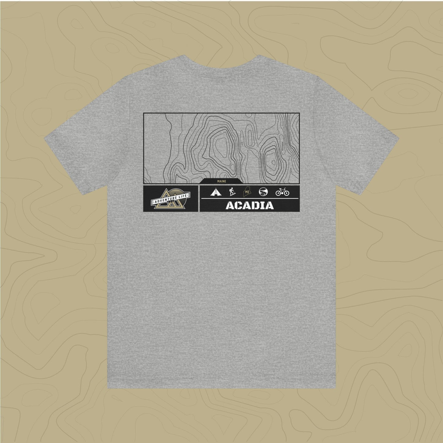 Acadia National Park - Adventure Life Trail Topographic Garment Dyed Tee