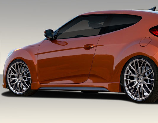 Extreme Dimensions Duraflex Turbo Look Side Skirts Compatible With 2012-2017 Hyundai Veloster - 2 Piece - 108846