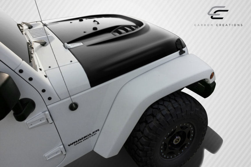 Carbon Creations Power Dome Hood Compatible With 2007-2018 Jeep Wrangler - 1 Piece - 109921