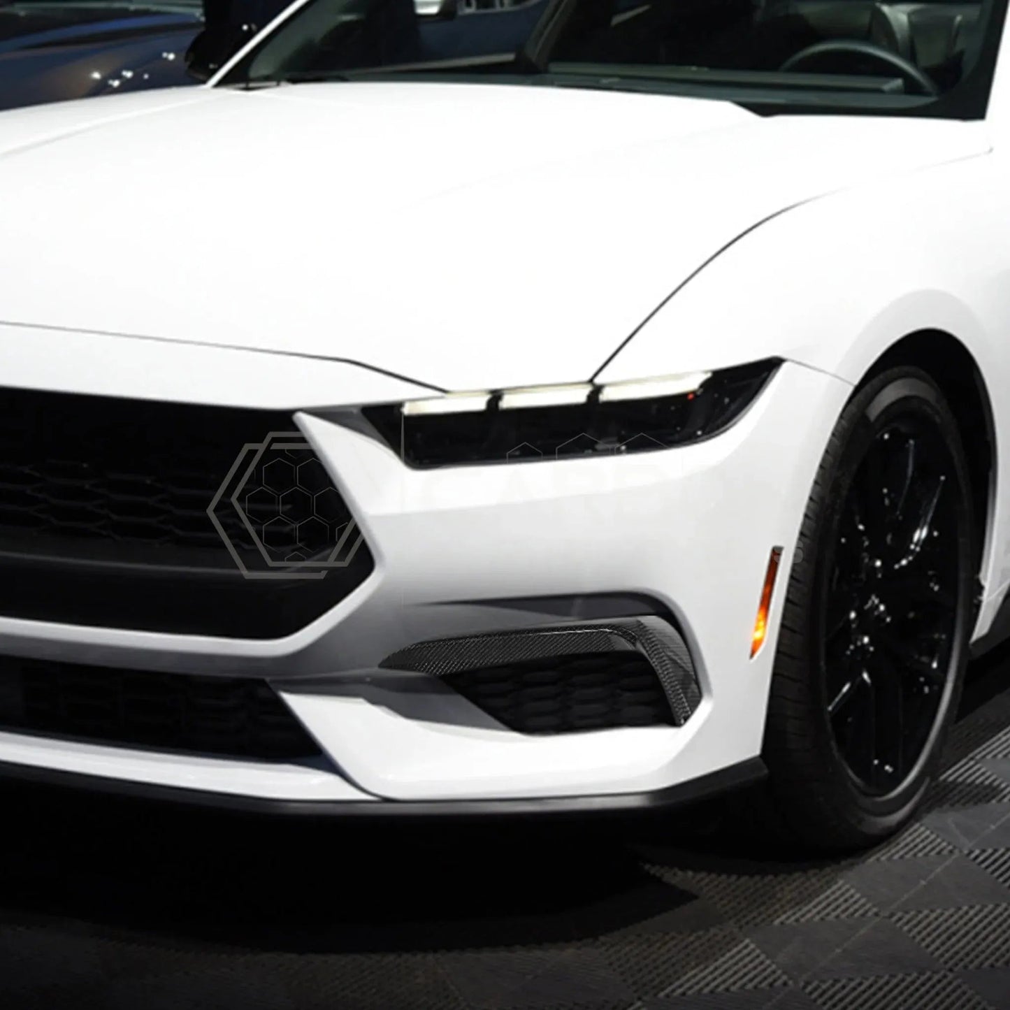 Real Carbon Fiber Front Bumper Grille Trim Covers for 2024+ Ford Mustang EcoBoost