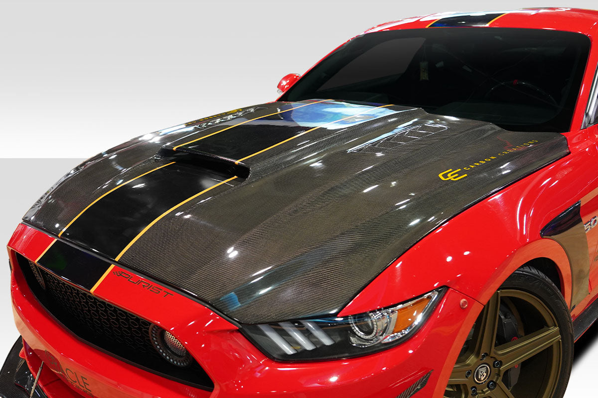 Carbon Creations CVX Hood Compatible With 2015-2017 Ford Mustang - 1 Piece - 112582