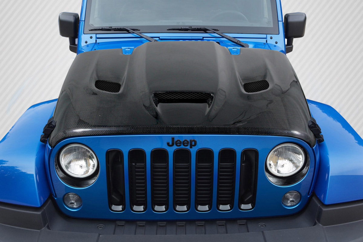 Carbon Creations Hellcat Look Hood Compatible With 2007-2018 Jeep Wrangler - 1 Piece - 113215