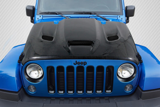 Carbon Creations Hellcat Look Hood Compatible With 2007-2018 Jeep Wrangler - 1 Piece - 113215