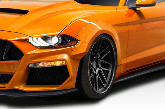 Extreme Dimensions Duraflex Grid Wide Body Front Fenders Flares Compatible With 2018-2023 Ford Mustang - 4 Piece - 114997
