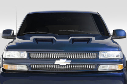Extreme Dimensions Duraflex Dual Ram Air Hood Compatible With 1999-2002 Chevrolet Silverado - 1 Piece - 115184