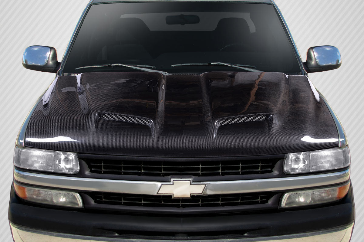 Carbon Creations Dual Ram Air Hood Compatible With 1999-2002 Chevrolet Silverado - 1 Piece - 115434