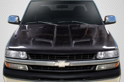 Carbon Creations Dual Ram Air Hood Compatible With 1999-2002 Chevrolet Silverado - 1 Piece - 115434