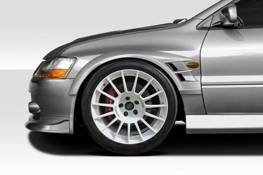 Extreme Dimensions Duraflex Cyber Front Fenders Flare Compatible With 2003-2006 Mitsubishi Evolution - 2 Piece - 117968