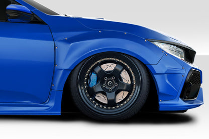 Extreme Dimensions Duraflex Speedster Wide Body Front Fenders Flares Compatible With 2016-2021 Honda Civic - 4 Piece - 118184