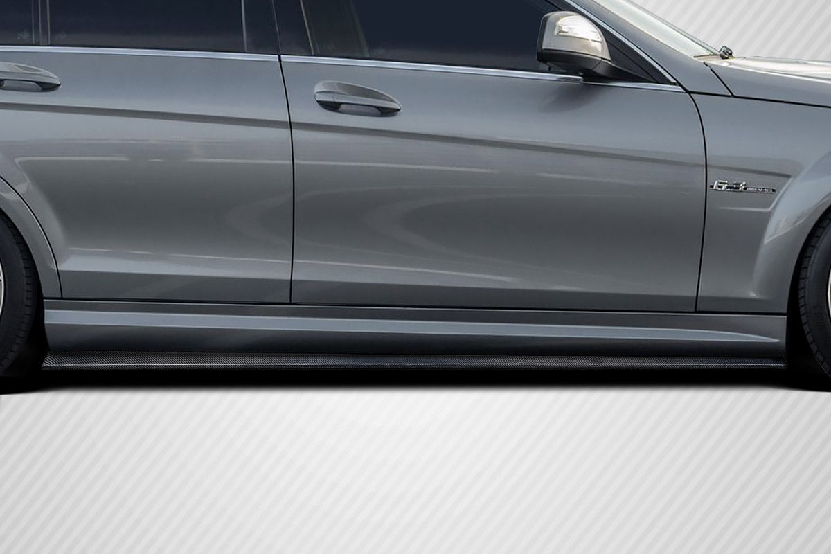 Carbon Radian Side Skirts Compatible With 2008-2014 Mercedes Benz C Class - 2 Piece - 119093