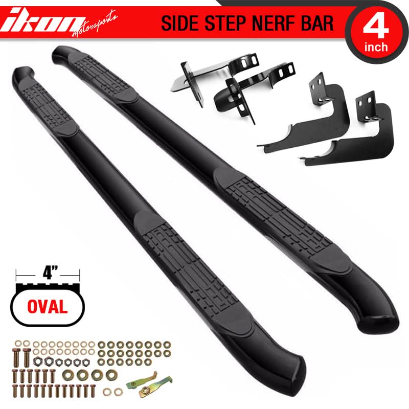 Fits 15-22 F150 Super Cab 4in Oval Black Curved Running Boards