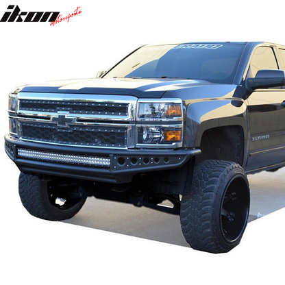 2014-2018 Silverado 1500 Black Bumper Bull Bar LED Lights Iron Steel