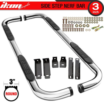 1984-2001 Jeep Cherokee 3" Steel Side Step Running Boards Black Silver