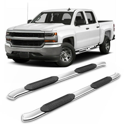 2007-2018 Chevy Silverado Crew Cab 5" Oval Running Board Stainless