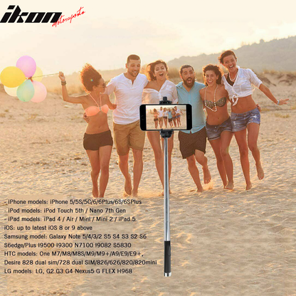 Blue 24''Selfie Stick Extendable Phone Holder Fits iPhone and Android