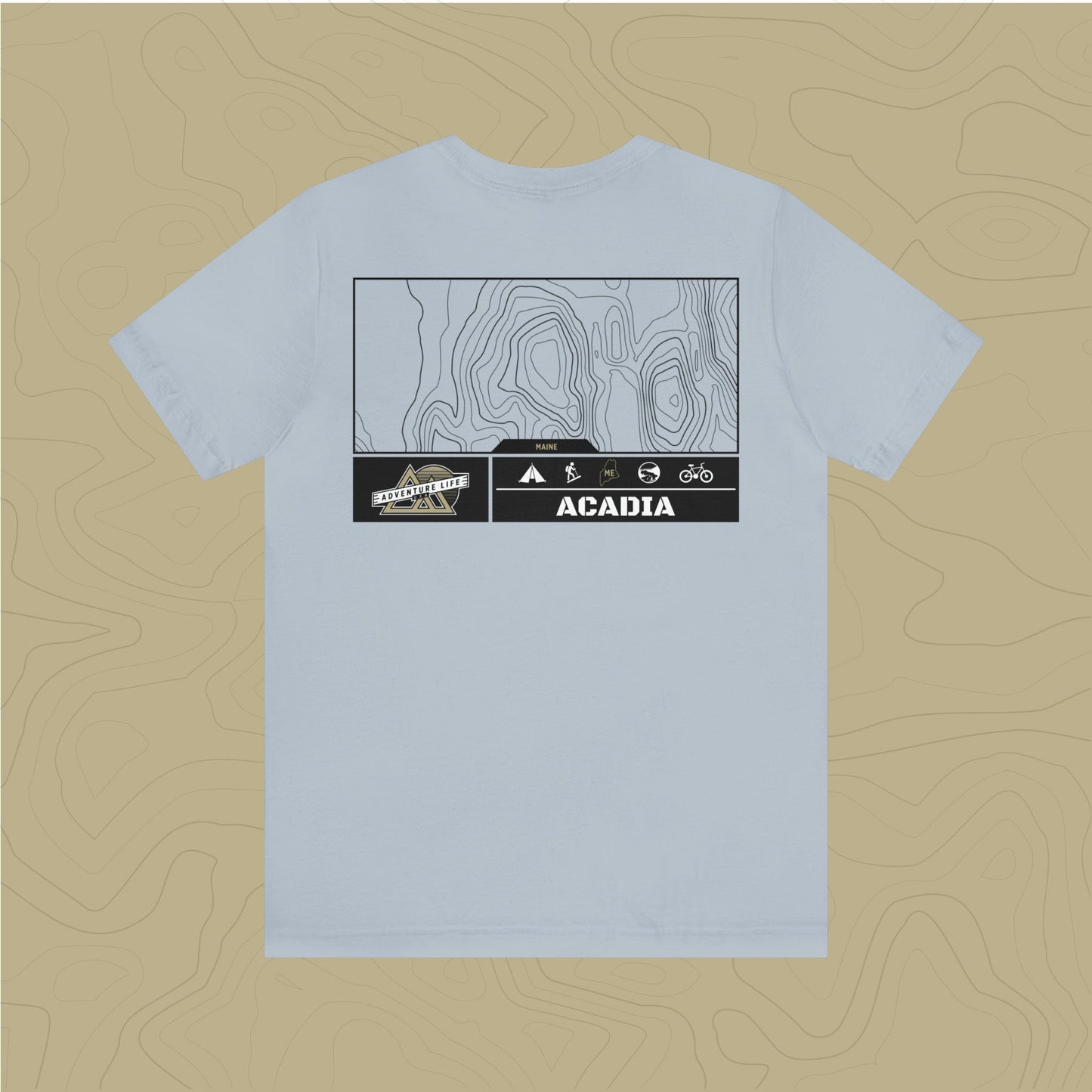 Acadia National Park - Adventure Life Trail Topographic Garment Dyed Tee