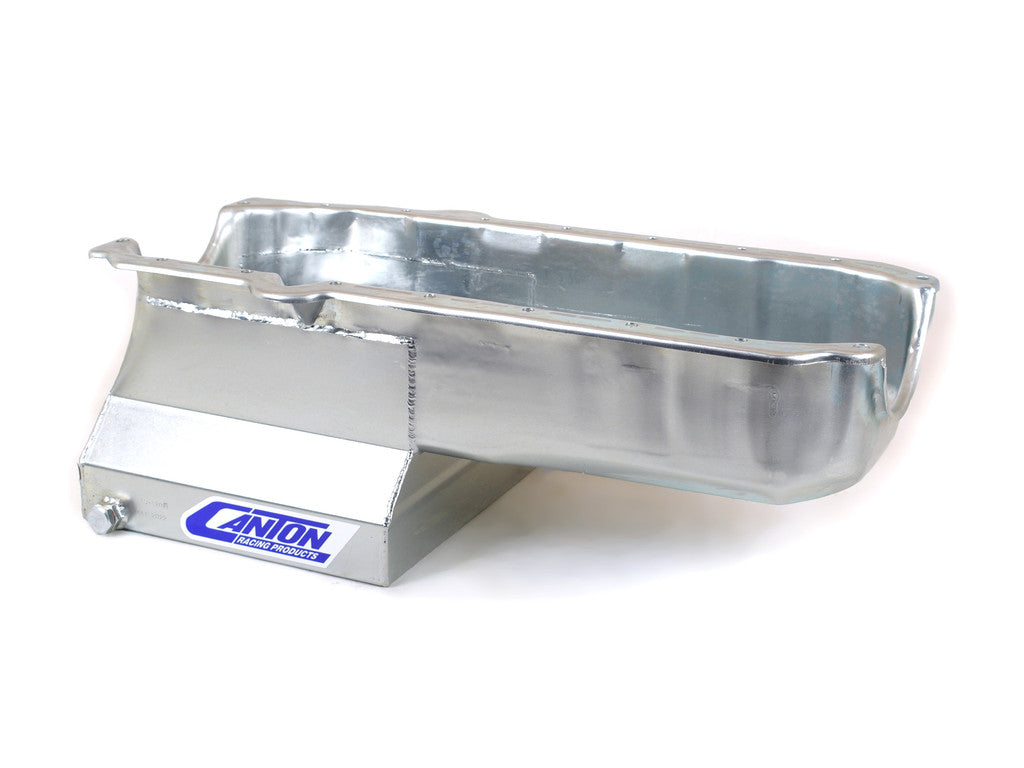 13-120M Small Block Chevy 80-85 Deep T Sump Drag Race Pan Clear Zinc Chromate (Silver)