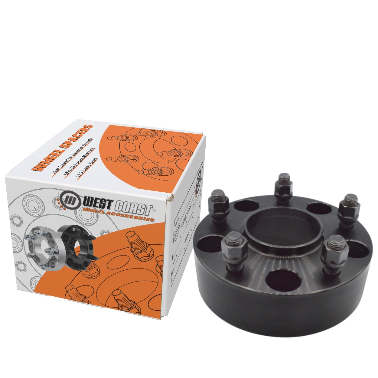 5x127 (5x5) Bolt Pattern |1.50" Thick | 71.5mm CB | 1/2" Studs - Black - West Coast Wheel Accessories 15-12-5500-5500-71HC