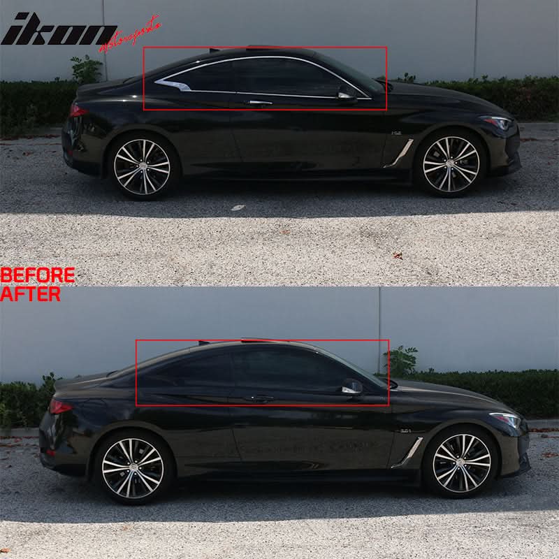 2017-2019 Infiniti Q60 Coupe Gloss Black Window Trim Chrome Delete Kit