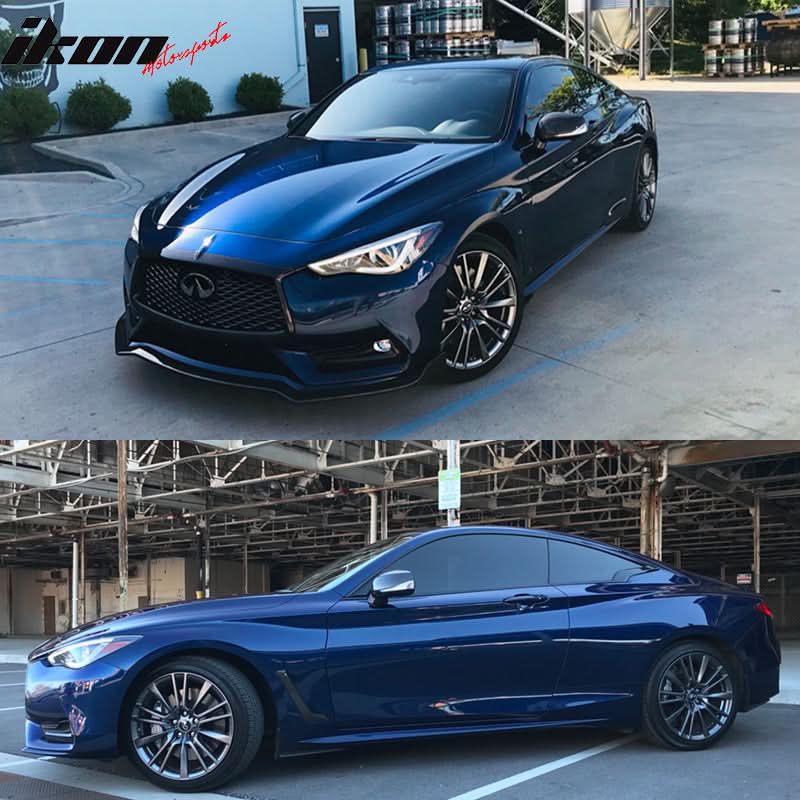 2017-2019 Infiniti Q60 Coupe Gloss Black Window Trim Chrome Delete Kit