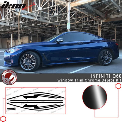 2017-2019 Infiniti Q60 Coupe Gloss Black Window Trim Chrome Delete Kit