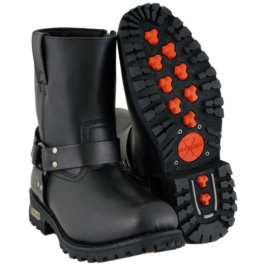 Xelement 1502 Men's 'Killa' Black Leather Zippered Harness Motorcycle Boots