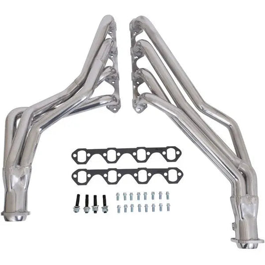 Ford Mustang 5.0 1-5/8 Long Tube Exhaust Headers Automatic Trans Polished Silver Ceramic 79-93