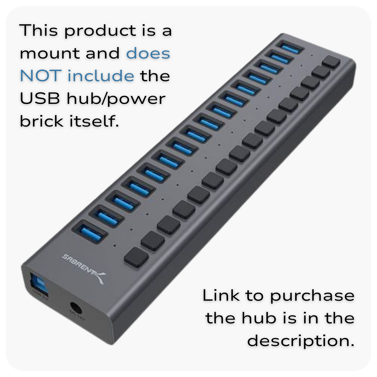 Sabrent 16 Port USB Hub Power Brick Brackets